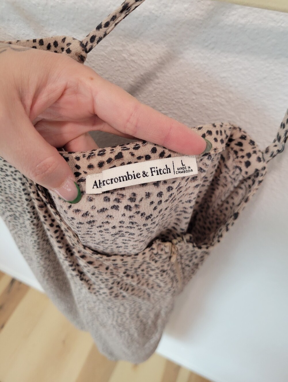Abercrombie & Fitch Women L Animal Print Slip Dress Adjustable Straps Side Zip - Picture 4 of 8
